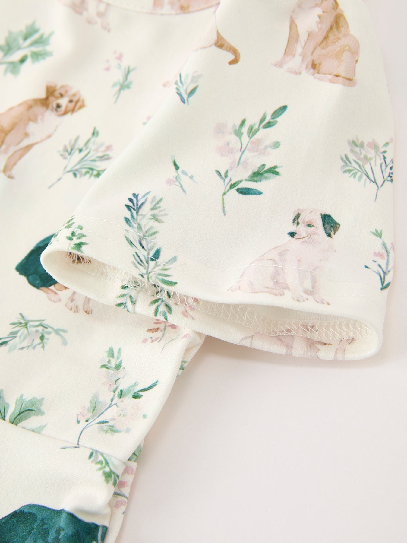 Neutral Puppy Floral Twirl Girls Dress